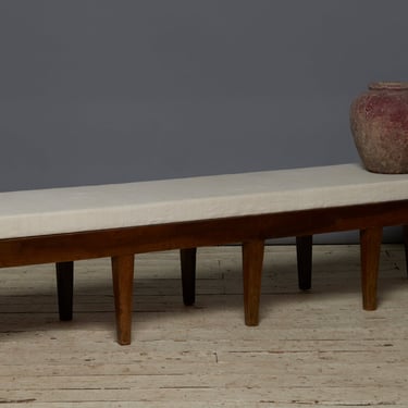 Ten Legged Italian 19th Century Bench with Upholstered Top