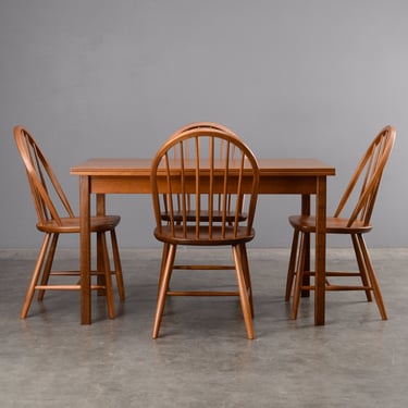 Compact Danish Modern Teak Dining Set - Table and 4 Chairs Restored 