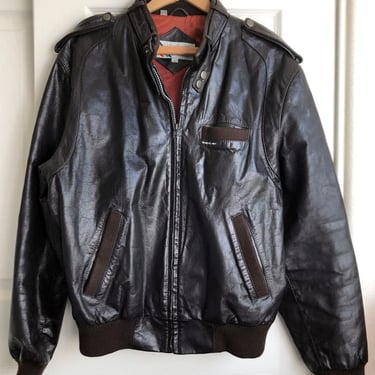 Vintage Members Only Leather Jacket DARK BROWN Bomber 1980's, 80s Cafe Racer Coat, SIZE 42, 1970's 