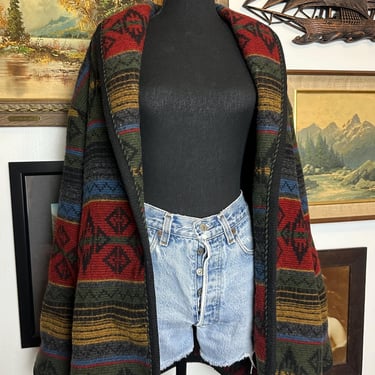 Vintage Southwestern Print Woolrich WOOL Nordic Jacket USA Size L 