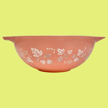 Vintage Pyrex Bowl Retro 1950s Mid Century Modern + Pink Gooseberry + 444 + 4 Quart + Ceramic + Pink/White + Cinderella + Kitchen + Storage 