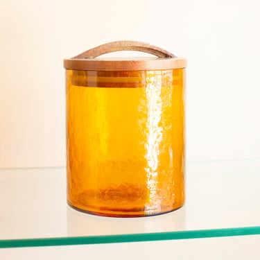 Handblown Hammered Glass Canister in Amber