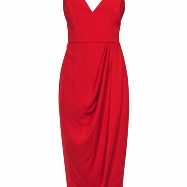 Shona Joy - Red Sleeveless Wrap-Style Maxi Dress Sz 8