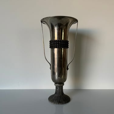 Vintage Art Deco - Style Silver-Plated  Fluted Flower Vase 