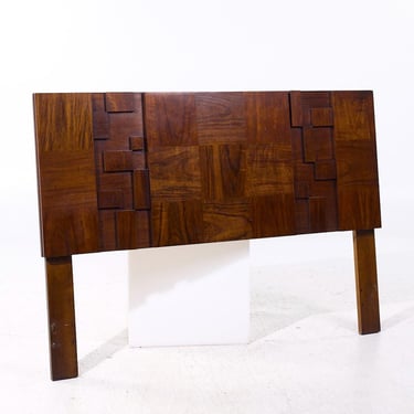 Lane Staccato Mid Century Walnut Queen Brutalist Headboard - mcm 