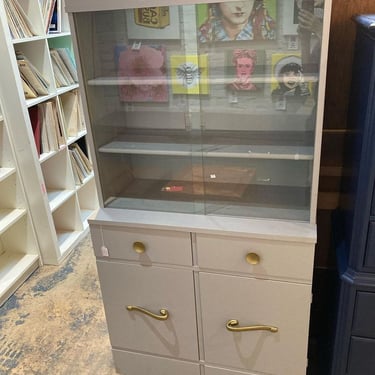 Gray painted vintage kitchen hutch 