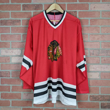 Vintage 80s / 90s CCM NHL Chicago Blackhawks ORIGNAL Mesh Jersey - Extra Large 