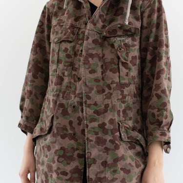 Vintage Pink Brown Camo Parka | Unisex 50s Camouflage Cotton Jacket | M L | J003 
