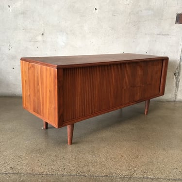 Mid Century Walnut Credenza with Tambour Doors by Barzilay