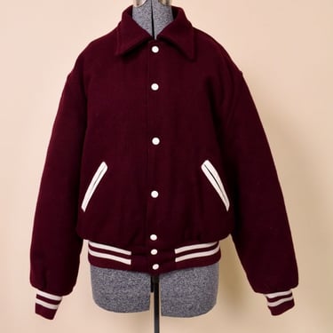 Maroon & White Trim College Jacket By Holloway, L