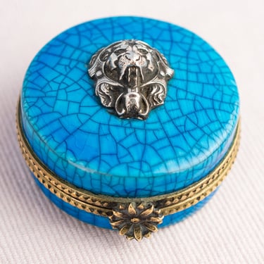 Antique French Blue Faïence Trinket Box