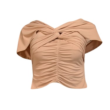 Self-Portrait - Beige Ruched Off-the-Shoulder Top Sz 2