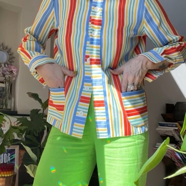 VTG 60s Stripe Button Down Shirt/Jacket 
