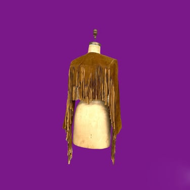 Vintage Fringe Jacket Retro 1980s Wilsons + Suede and Leather + Size Medium + Brown + Cropped Blazer + Western Wear + Womens Apparel 