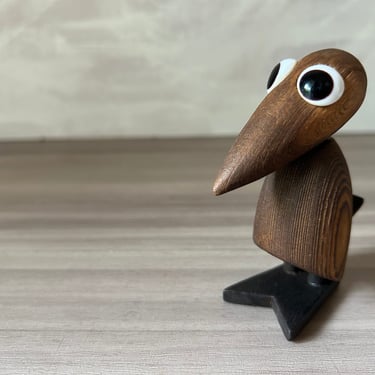 Vintage Mid Century Wood Bird Figurine, Made in Japan, Hans Bolling Style Duck, Wooden Animal 