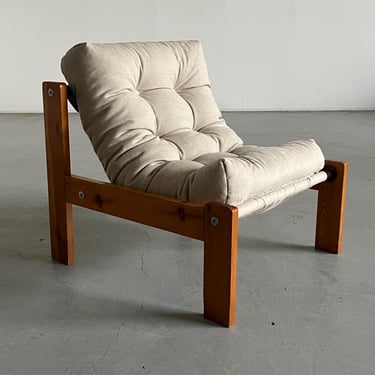 Vintage Scandinavian Style Mid-Century Modern Lounge Chair by Herlag, Canvas and Pine, 1950s 