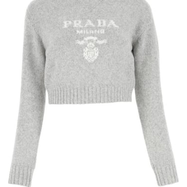 Prada Woman Grey Wool Blend Sweater