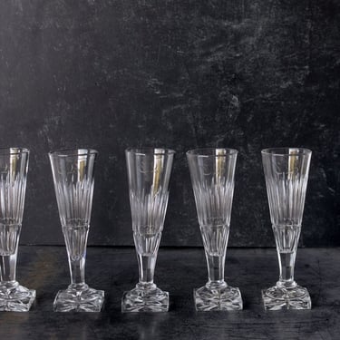 Monogrammed Cut Crystal Flute Set of 5