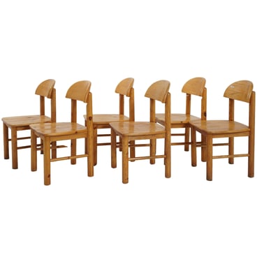 Set of 6 Pine Chairs, 1970s 