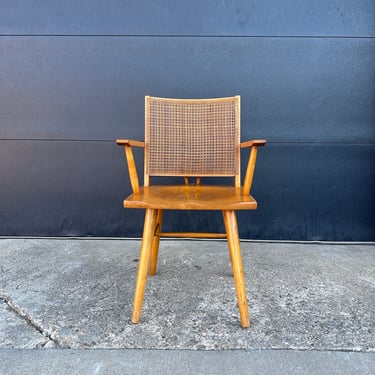 Conant Ball Mid Century Maple and Cane Back Arm Chair 