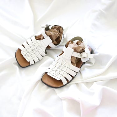 white leather sandals - 8 