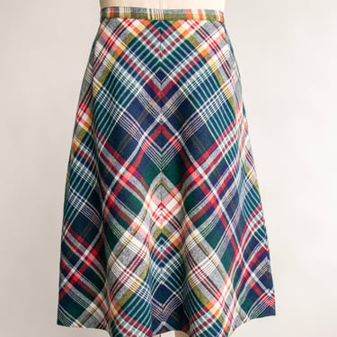 1970s Wool Full Skirt Plaid Volup XL 