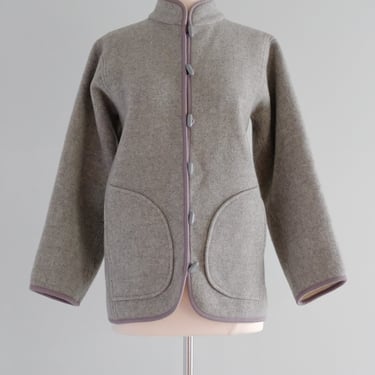 Minimalist 1970's Stone Wool Turnaround "Cuddle Coat" Jacket / Sz M