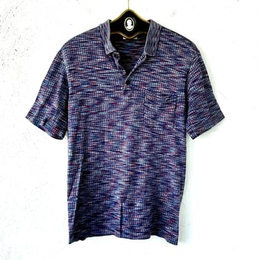 Vintage Missoni Men’s Knit Top // Space Dyed Colored Sweater Polo Shirt 