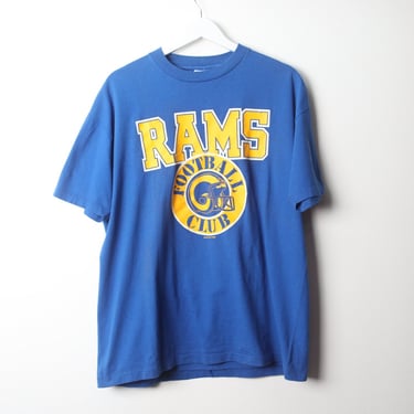 vintage Los ANGELES RAMS blue & yellow STARTER brand t-shirt nfl football vintage single stitch shirt -- size X.L. 