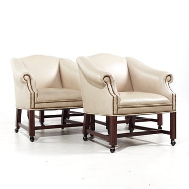 Drexel Contemporary Leather Rolling Occasional Game Chairs - Set of 4 - Contemporary 