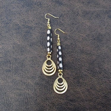Batik print earrings, tribal dangle earrings, exotic bold statement earrings, African Afrocentric earrings 44 