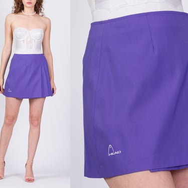 Vintage Purple Tennis Mini Skirt - Medium, 28" | 80s 90s Head Sportswear High Waisted Preppy Wrap Skirt 