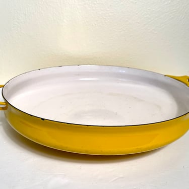 Vintage 1950s Danish Modern  Kobenstyle Yellow Paella Pan 