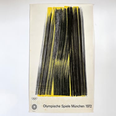 1972 – Hans Hartung Olympic Games Munich 1972 poster. Black and Yellow composition 