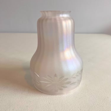 Vintage Art Deco Iridescent Optic Swirl Etched Cut Glass Lamp Shade Bell Shape 