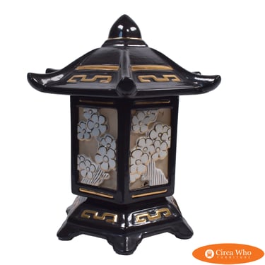 Ceramic Black Pagoda Table Lamp