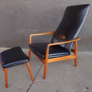 Mid-Century Modern Milo Baughman Attributed Reclining Lounge Chair & Ottoman 