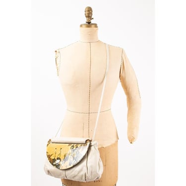 Vintage moon bags by Patricia Smith / 1984 slouchy leather shoulder bag clutch resin flap Zebra Elephant 
