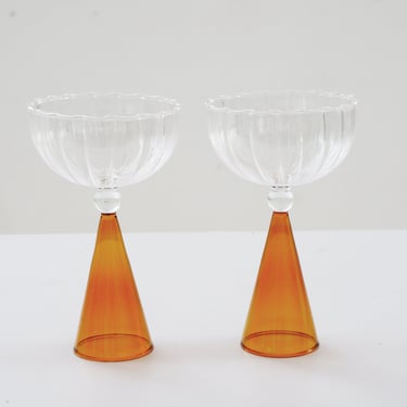 Amber Stemmed Fluted Coupe 