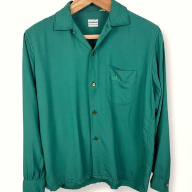 Vintage 1950s Embroidered Rayon Sport Shirt ~ S to M ~ Rockabilly / VLV / Hollywood ~ 