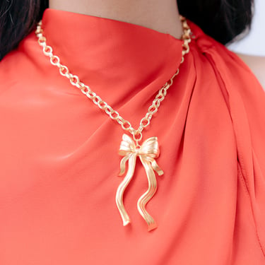 The Pink Reef Large Sculpted Bow Necklace