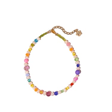 Freshwater Pearl Beaded Multi Color Necklace, choker, gift, present, colorful, Gemstones, 