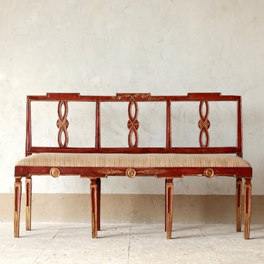 19th C. Painted Italian Red Bench