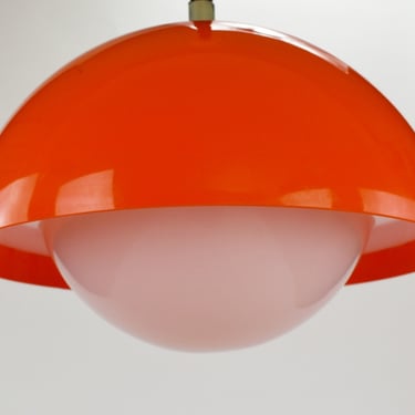 Space Age Design Ceiling Lamp, Made in 70's, Mid Century Light Fixture, You Lamp Design, Orange and White Vintage Pendant Lamp, Retro Lamp 