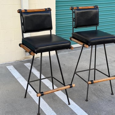 Pair of Cleo Baldon Black Swivel Bar Stools, Set of 2 