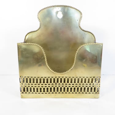 Vintage Brass Box Letter Holder - Solid Brass Wall Box - Hanging Brass Wall Letter Holder 