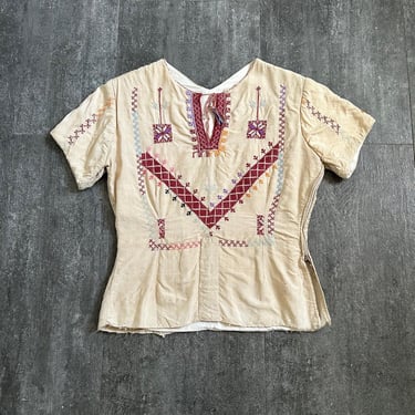 1930s vintage silk embroidered blouse . size small to s/m 