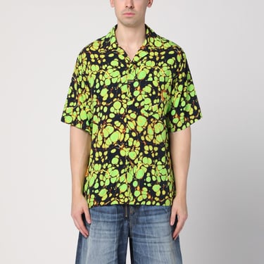 Martine Rose Green Bowling Shirt With Abstract Pattern Men