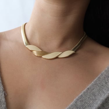 Vintage Trifari Cream and Gold Necklace