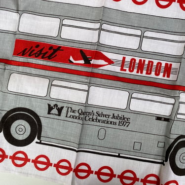 1977 Queen's Silver Jubilee, Tea Towel, London Celebrations , Double Decker Bus, Vintage, By Ulster, Irish Linen, Never Used, Souvenir 